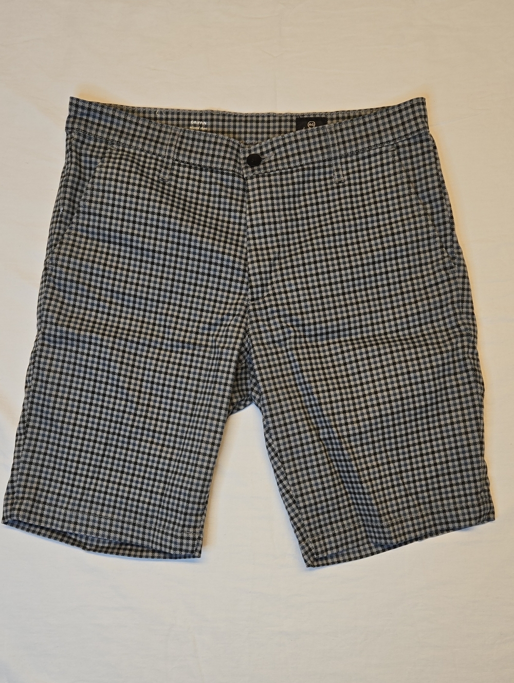Adriano Goldschmied Gray, Black & Blue Micro Check Print Shorts